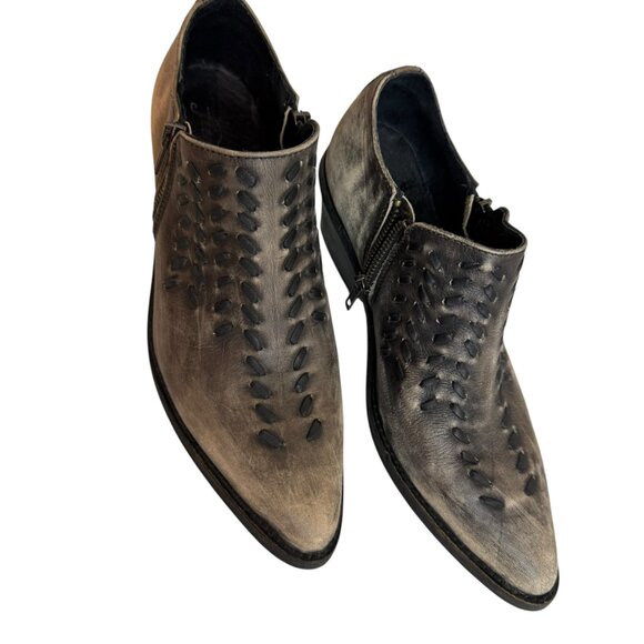 Free People Leather Woven Pointed Toe Ankle Booties | Made in Portugal | Size 37 - Picture 3 of 10